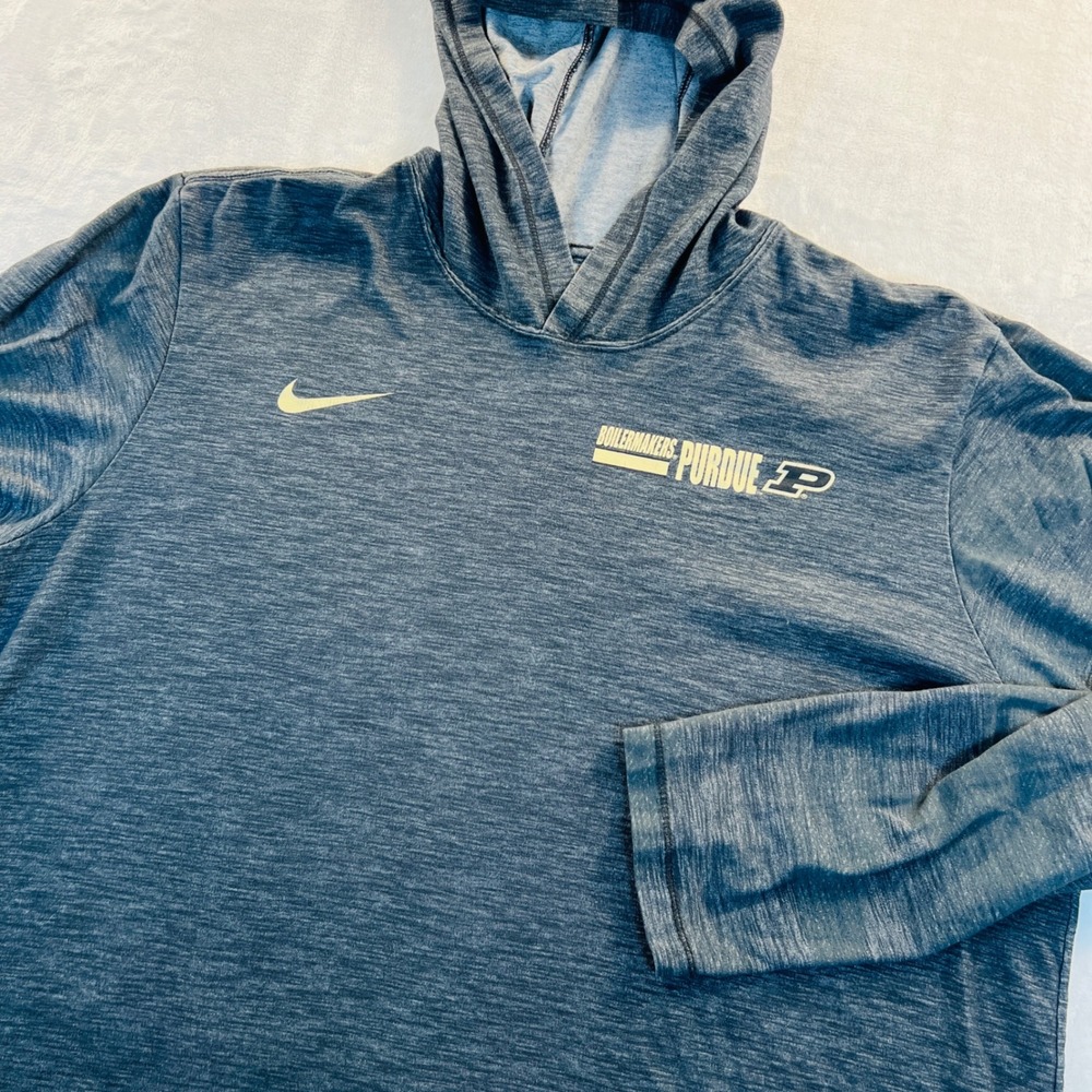 Nike Purdue Jacob Stadler Hooded Long Sleeve Shirt Size Large Gray
